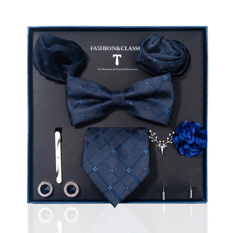 Luxury Groom Tie, Pocket Square & Boutonniere Gift Set for Weddings