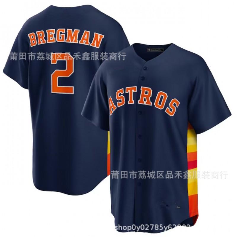 Mens Cotton Basketball Jersey Customizable Number 2 Bregman Style Sport Shirt Team Practice Casual Wear