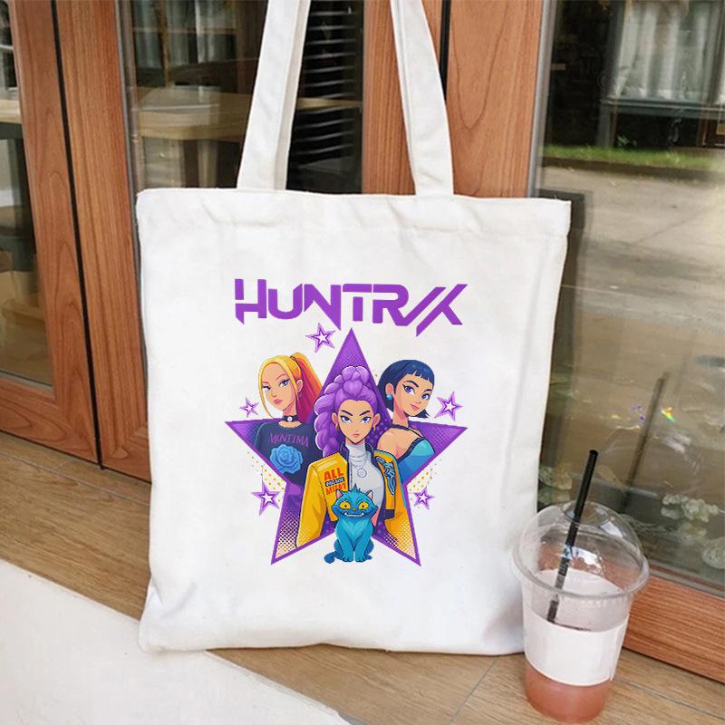 

K-pop Охотники на демонов Принт Холщовая сумка через плечо Повседневная сумка-тоут для покупок 35*40