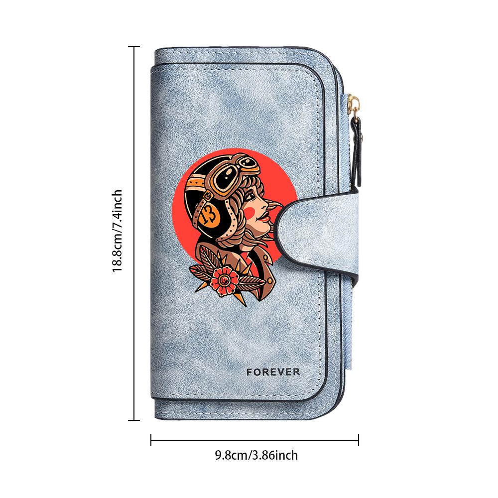 Vintage Printed Wallet Fashion Casual Lady Multi Card Storage Long Purse