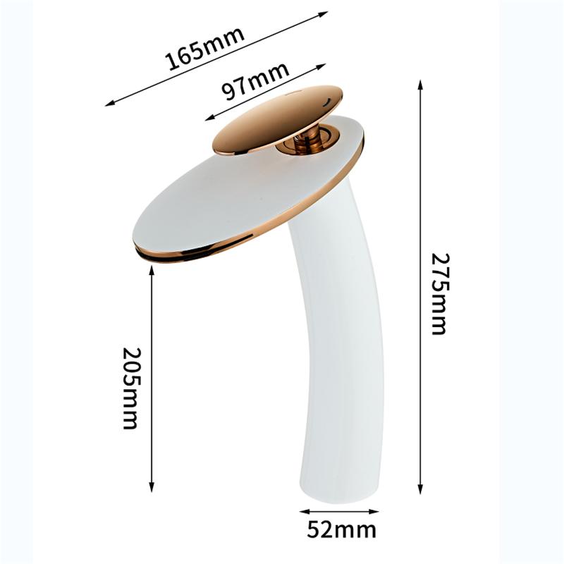 Bateria Łazienkowa Różowe Złoto Mosiężna Bateria Umywalkowa Bateria do Zlewu Kran Wodospad Zimna i Ciepła Woda Kran do Umywalki Montowany na Blacie Kran do Umywalki