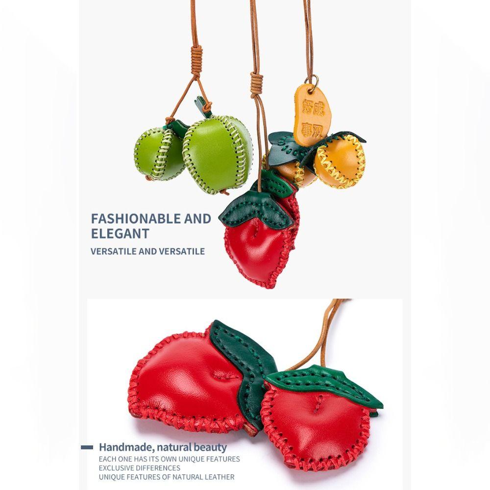 Hanger Leather Keychain Pear Bag Pendant Trendy Fruit Pendant  Car Accessory