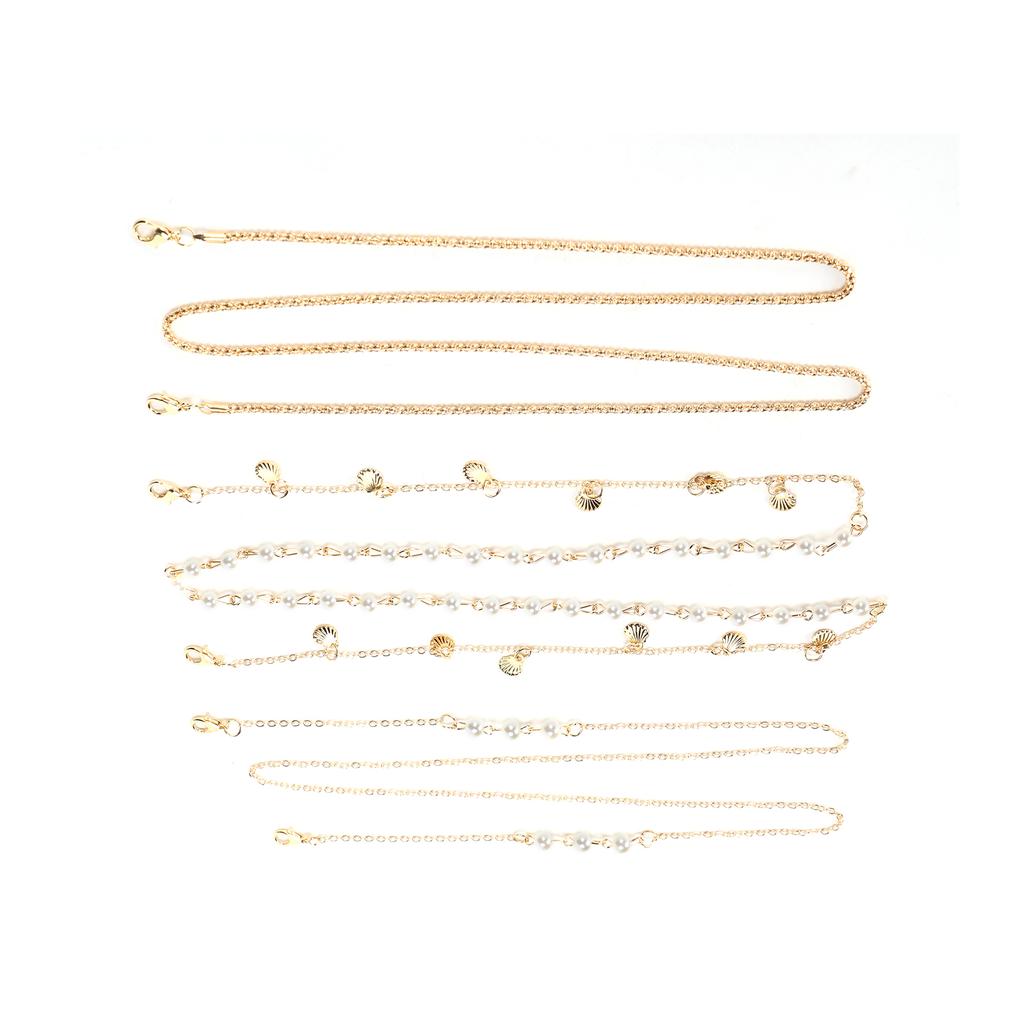 3 Stück Metall Gesichtsmaskenhalter Kette Kunstperle Muschel Anhänger Brillenkette Lanyard