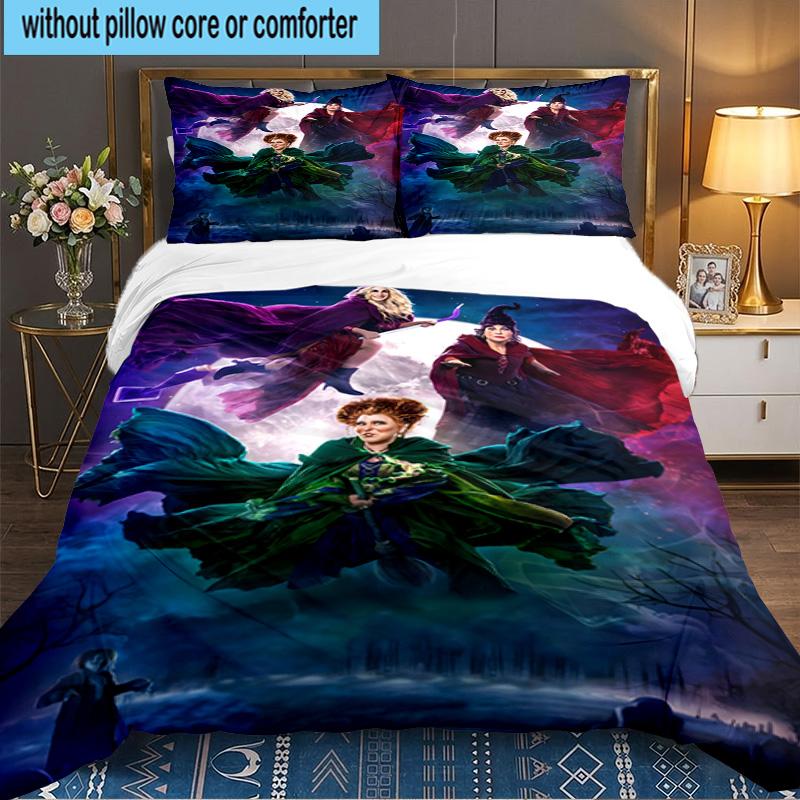 Hocus Halloween Night 3pcs Bedding Set,Including 1pc Duvet Cover And 2pcs Pillowcases Perfect Gift for Christmas,Ideal for Bedroom, Dormitory