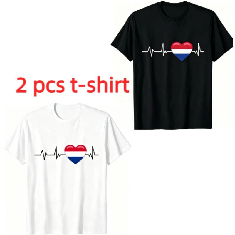I Love the Netherlands Pattern Print Men's T-shirt Summer Men's and Women's Casual Fashion Tops Men's Short Sleeve T-shirt Oversize Clothing