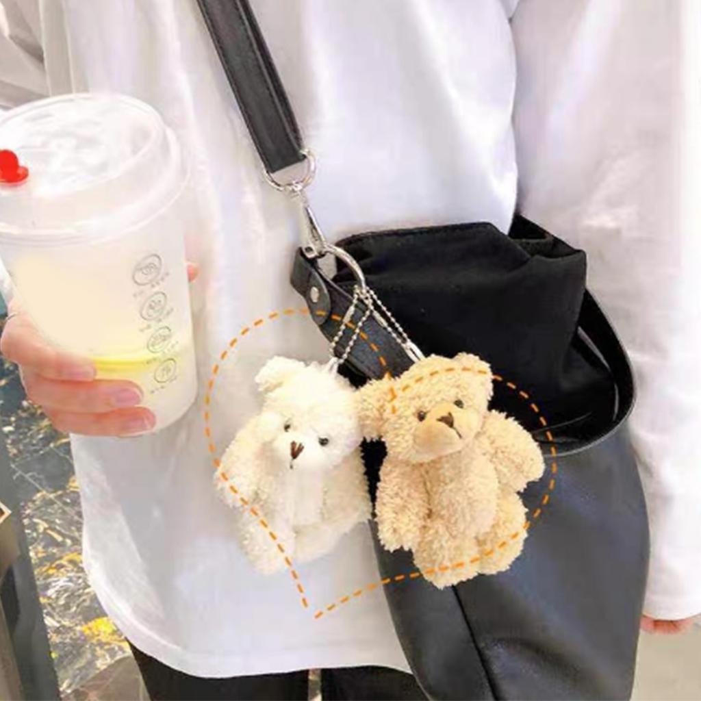 Plush Bear Schoolbag Pendant Keychain Ladies Furry Cute Cartoon Animal For Bears Girls Vending Machine