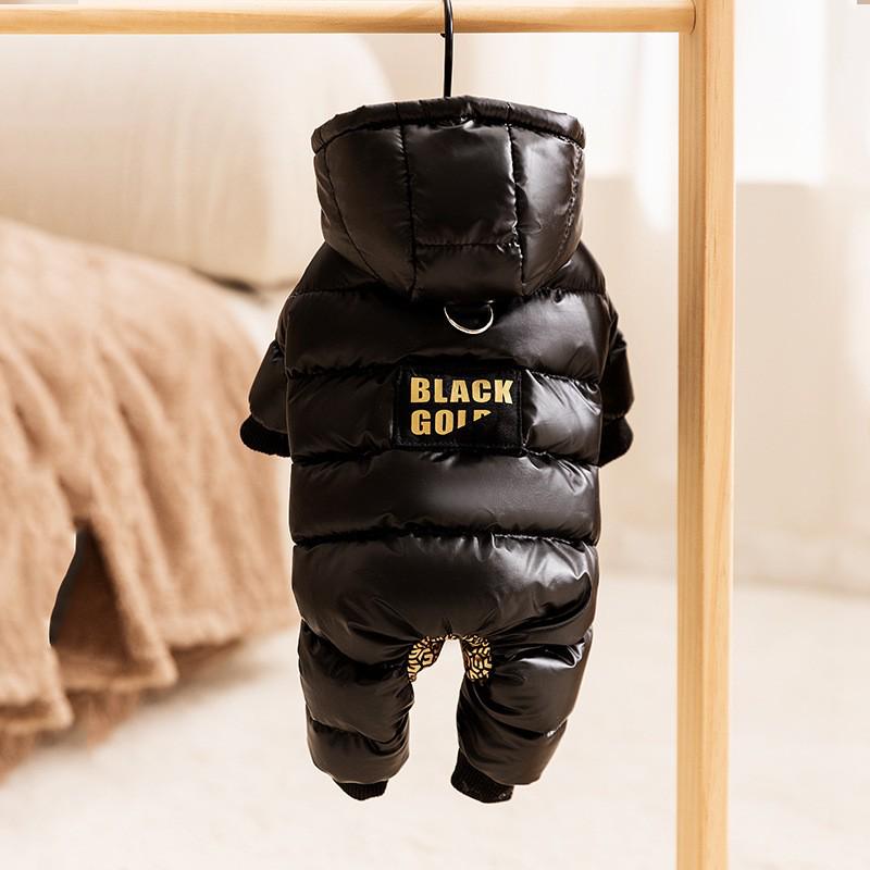 Graphene Black Gold Series Dog Down Jacket for Autumn/Winter - Warm Pet Clothes for Small Breeds Like Teddy, Bichon, and Pomeranian