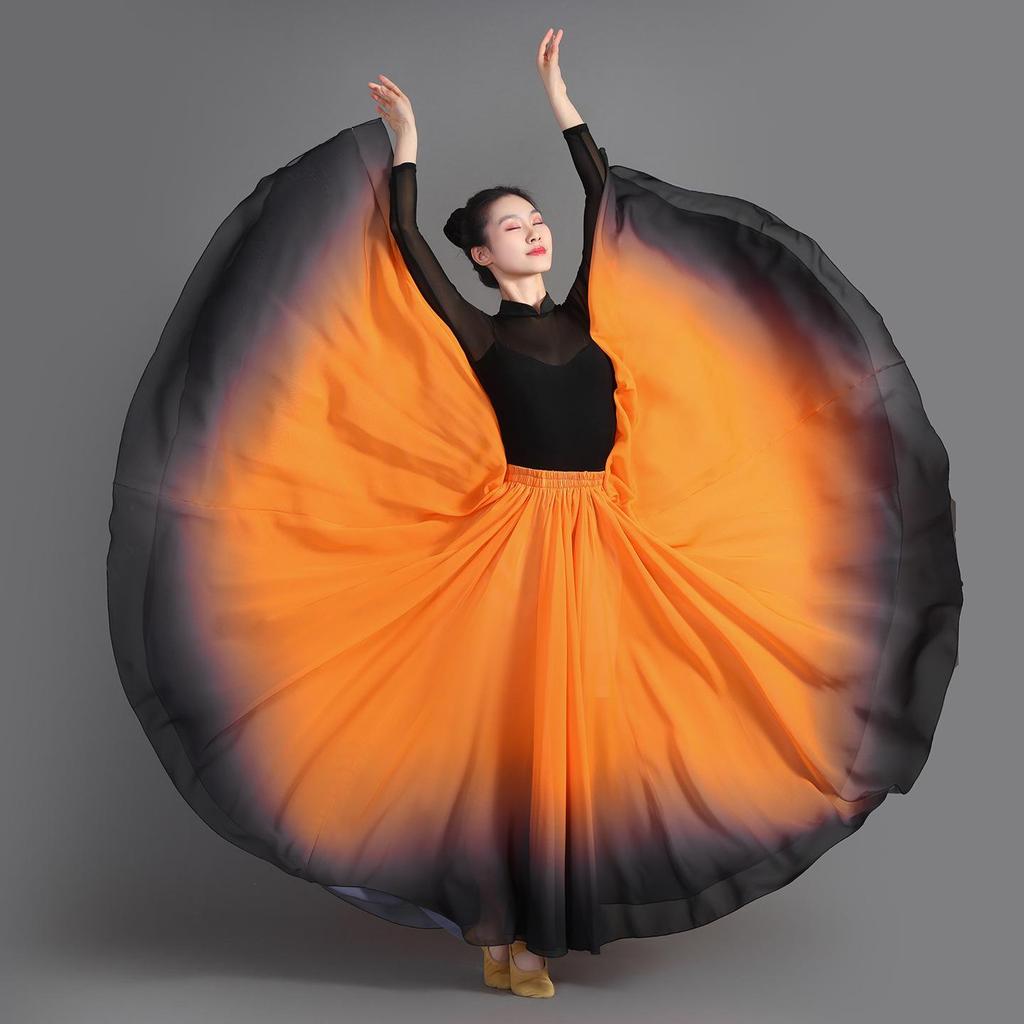 Gonna Lunga Fluida a 720 Gradi Gonna da Danza del Ventre Gradiente Costume da Ballo Classico per Donna Gonna Solare