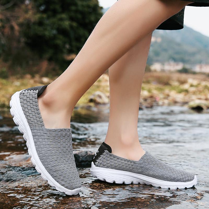 Letní Pánské Tenisky Černý Braid Plážové Měkké Lehké Sportovní Boty Ležérní Tkanina Prodyšné Propíchnuté Slip On Flats Tenisky