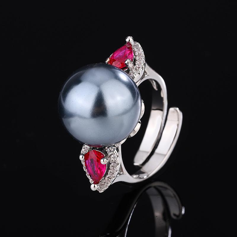 

Ювелирные изделия Медь Платиновое покрытие Имитация цвета Жемчуг сокровище Темперамент Женское кольцо 14 мм