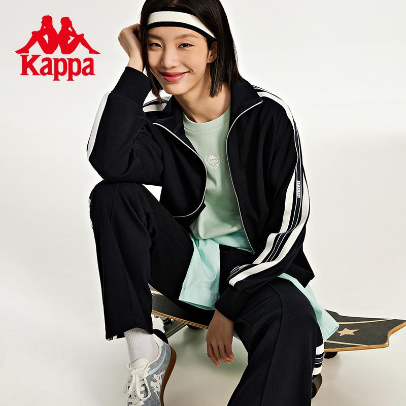 Kappa Knitted Cardigan New Women's Look Slim Retro Sports Hoodie Casual Long Sleeve