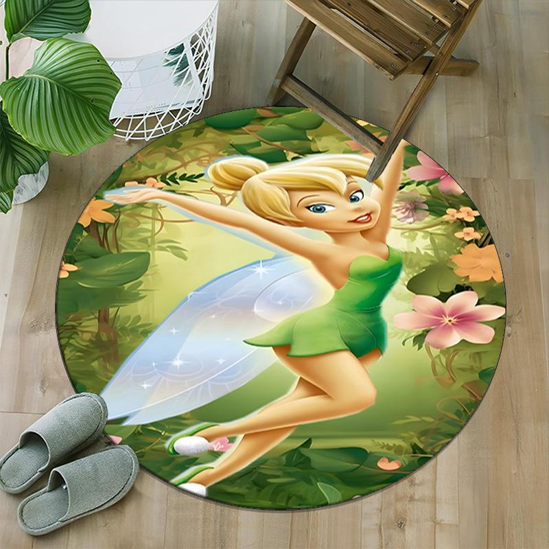 1pc T-Tinkerbell1 Carpet, Round Rug, Comfortable, Suitable for Entryways, Living Rooms, Office, And Bedrooms, Christmas Decoration