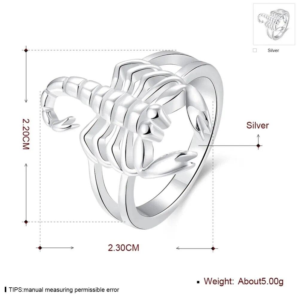 Vakker ring Mote mote Scorpion 925 Sterling Sølv NICE kvinner Dominerende Lady Ring smykker