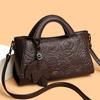 Elegant Embossed Flower Design Faux Leather Tote Bag with Adjustable Shoulder Strap