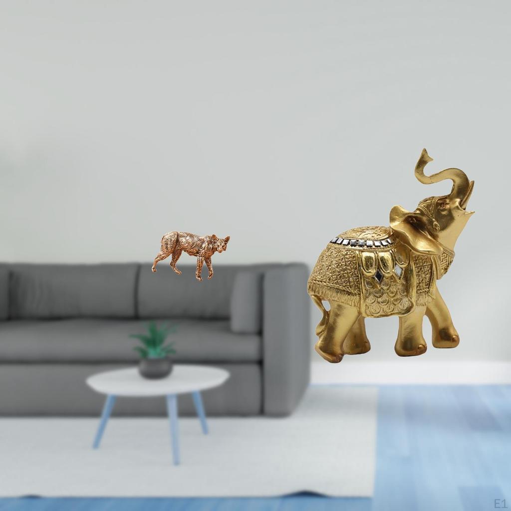 Brass Elephant Animal Statue Figurine Creative Collectable Feng Shui Decor Antique Ornament Resin