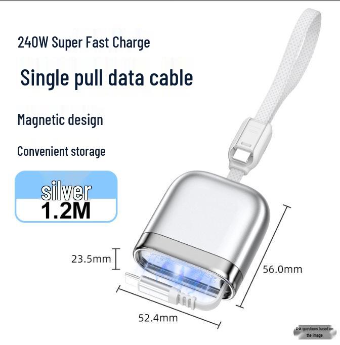 Cavo di Ricarica Rapida Retrattile a Doppia Testa per Apple & Huawei con Logo Personalizzato