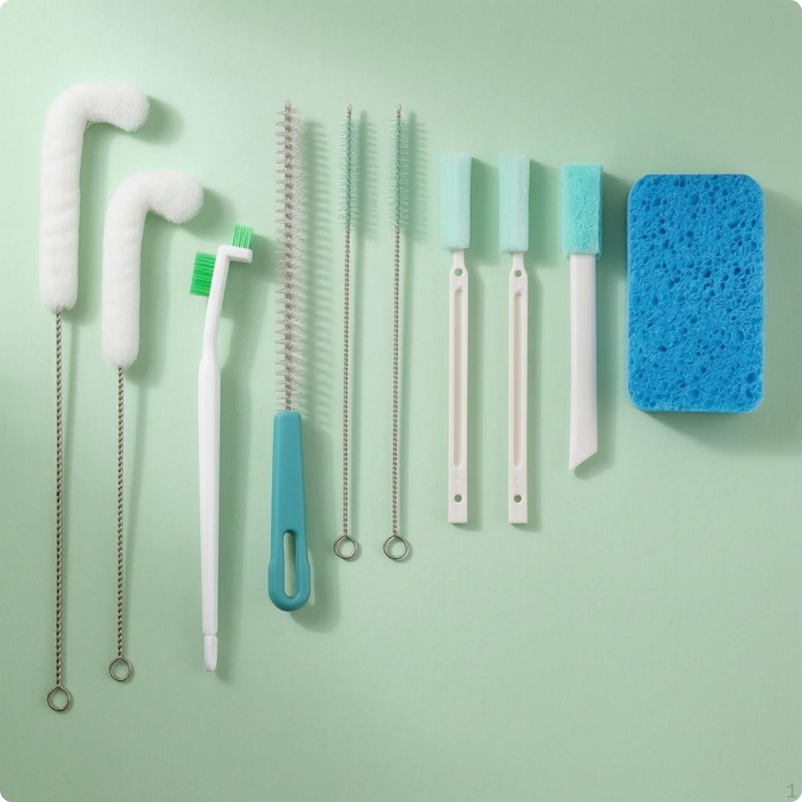 10 Pieces Bottle Cleaning Brush Set Multifunctional Cup Lid Crevice Cleaner Narrow
