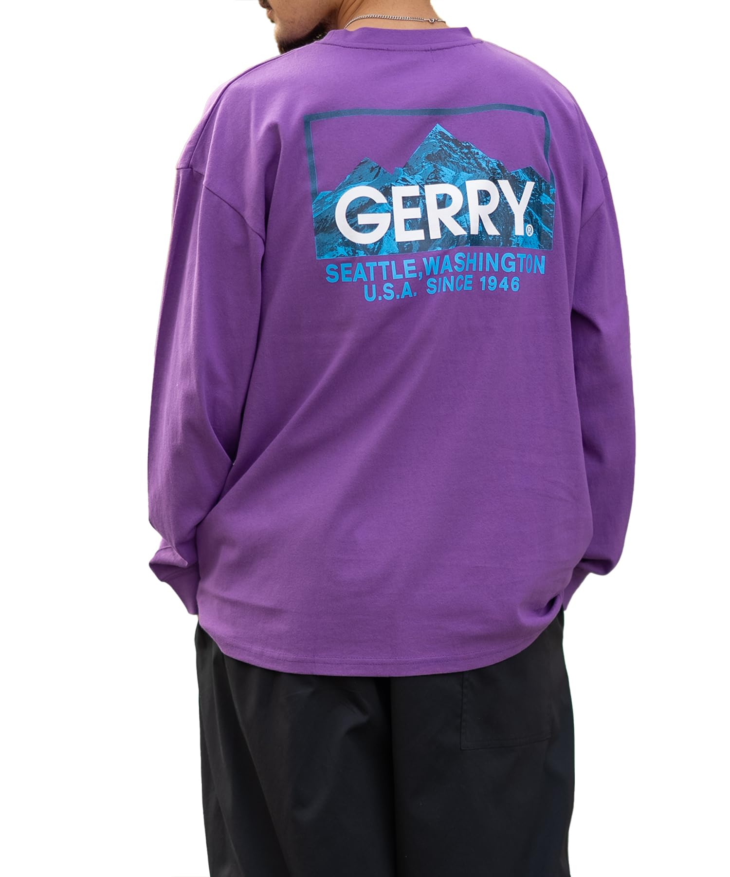 

Inprobes Casual [GERRY] Custom-made Neon Transfer MT Box Logo Long Sleeve T-Shirt, Men s, Purple