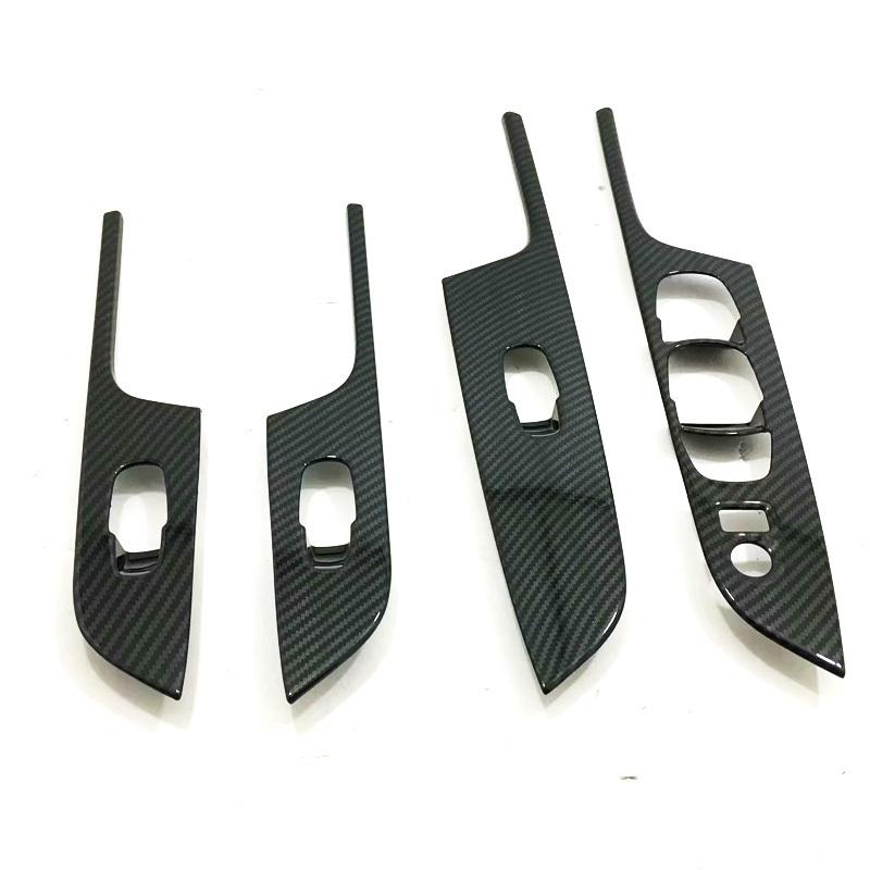 For nissan navara NP300 2015- Pickup Chrome Silver Power window switch Window lifter trim Carbon fiber Interior Door sticker