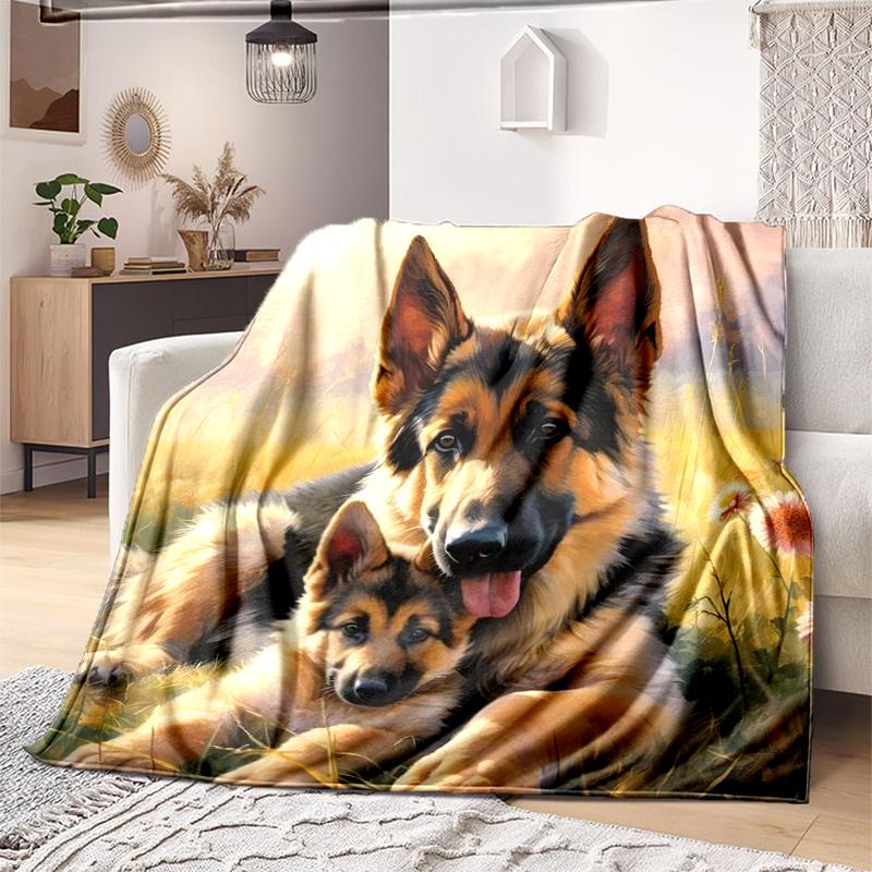 1PC Dog cute printed blanket, all season lightweight home office outdoor nap multifunctional blanket A7