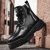 Men's High-top Boots Fashion Casual Leather Boots Men's Sneakers Lace Up Ankle Boots Motorcycle Platform Boot Zapatillas Hombre