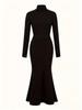 2026 Elegant High Neck Slim Fit Knit Dress - Women's Spring/Autumn Collection