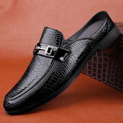 Luxus Leder Pantoletten Sandalen mit geschlossener Zehe Herren Freizeitschuhe Sommer Herren Slides Slipper ohne Rücken Loafer Hausschuhe Halbschuhe für Herren