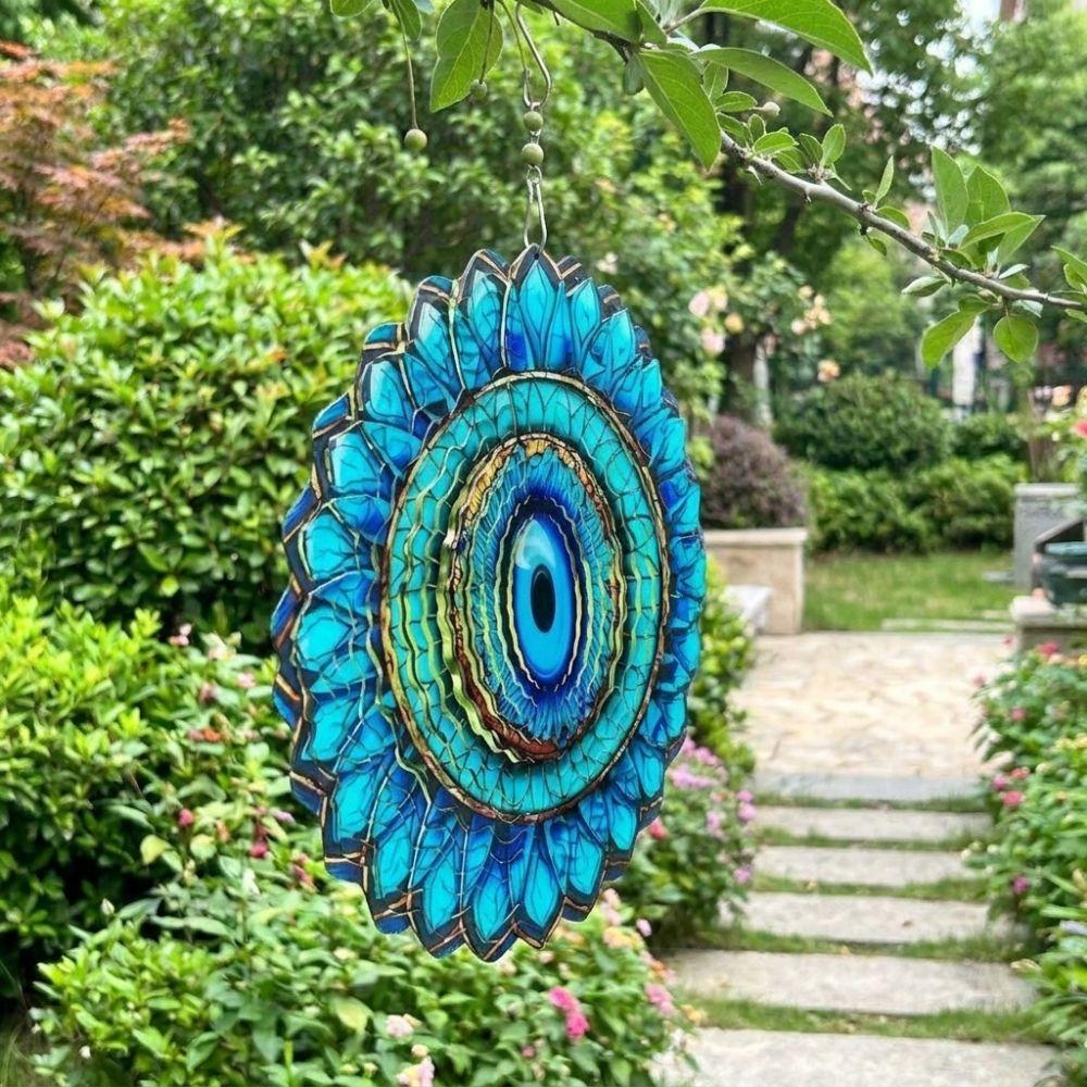 Blue Eye 3D Wind Spinner Metal Hanging Wind Chime Creative Metal Wind Chime  Outdoor