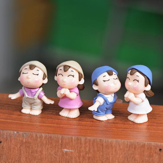 2Pcs Boy Girl Kids Couple Miniature Ornament Craft DIY Landscape Dollhouse Decor