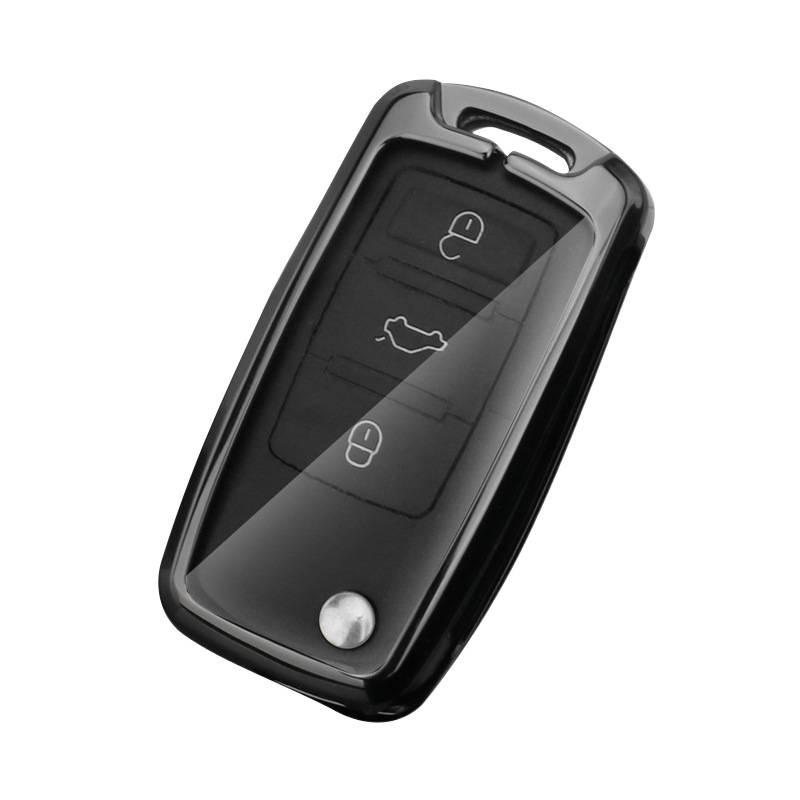 Housse de clé Volkswagen pour Sagitar, Lavida, Bora, Lamando, T-Cross, Tharu, Tayron, Tiguan L - Coque et boucle de clé de voiture.
