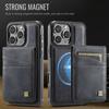 For iPhone 16 Pro Case AUTSPACE A12 Leather Back Cover with Magnetic Detachable Card Bag Kickstand