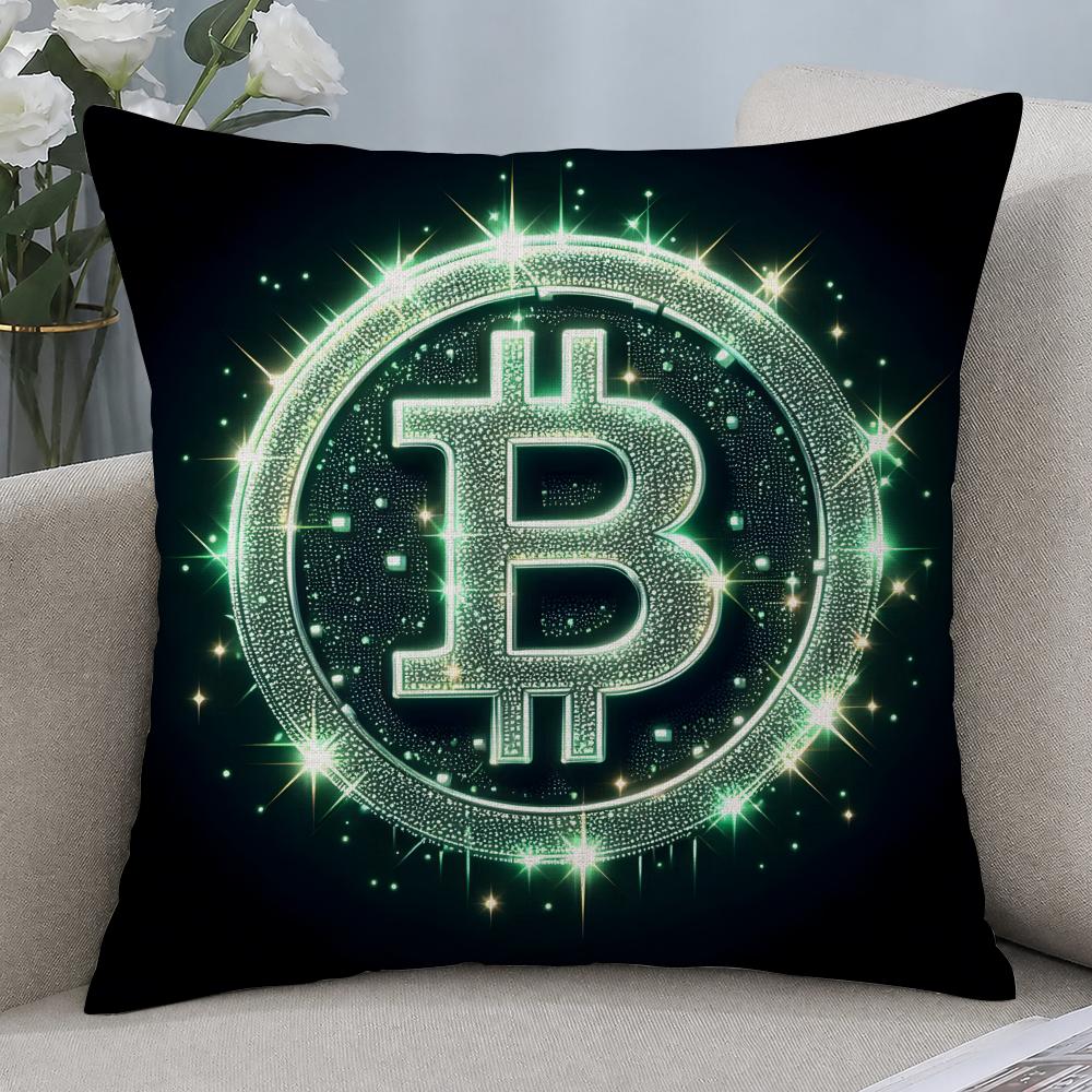 Cryptocurrency Bitcoin Cryptocurrency Btc Cushion Cover Cushion Covers Natural Linen Breathable Sofa Bedroom Decor Pillowcase