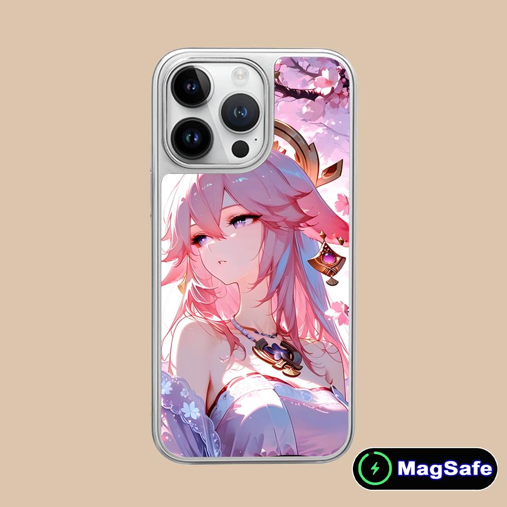 Game GI Miko Silver Plating Magsafe Mobile Phone Case for iPhone 17 16 15 14 13 12 11 Air Pro Max Plus Colorful Cover