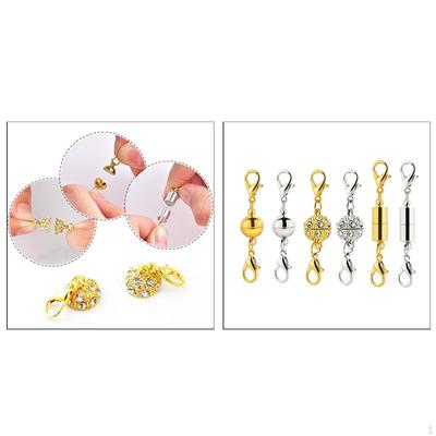 6x Fecho magnético de joia com fecho elegante para colar, pulseira, lagosta dourada e prateada