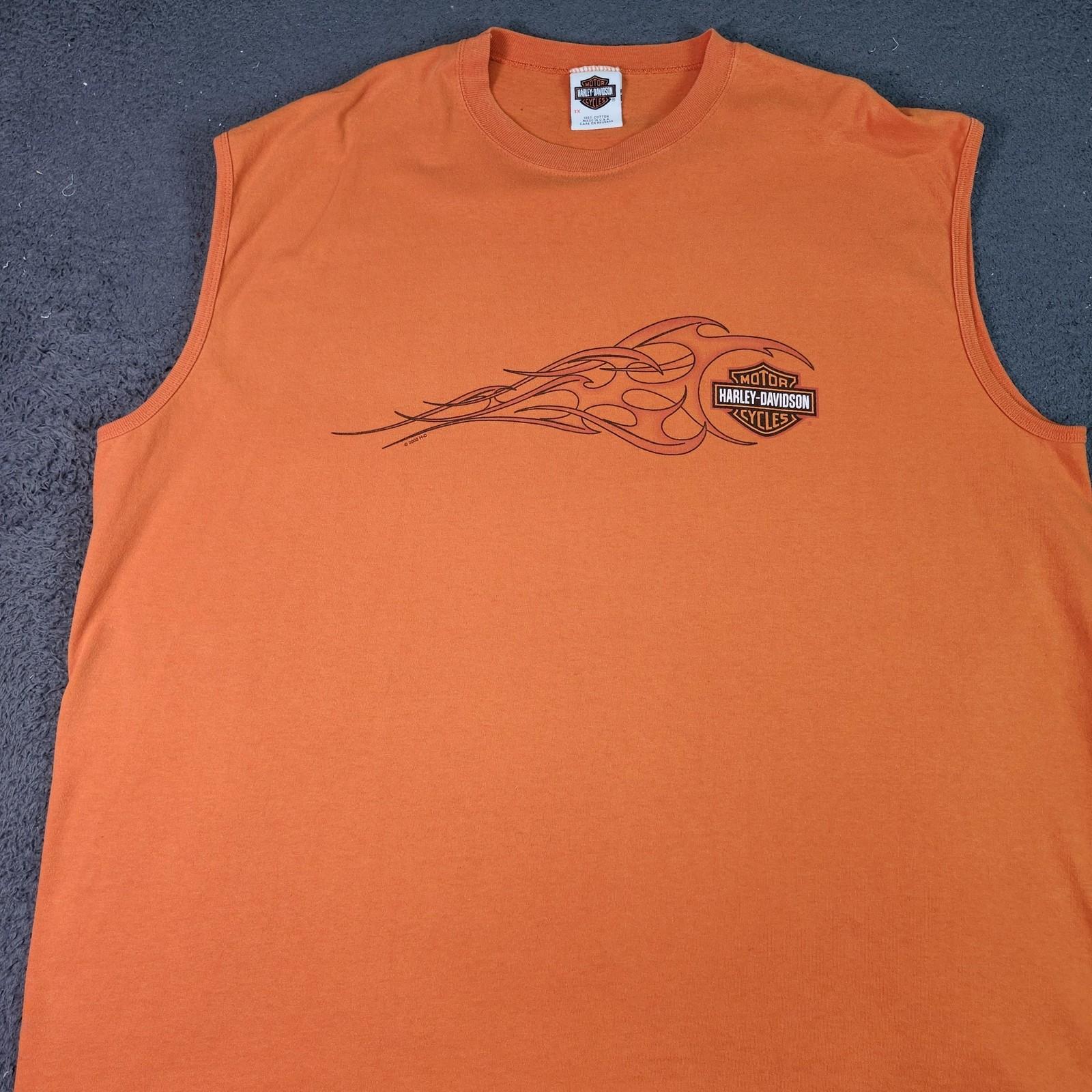 Vintage Harley-Davidson Shirt Mens 3XL Sleeveless Orange Flames Texarkana Texas Unisex T-Shirt XXXXL