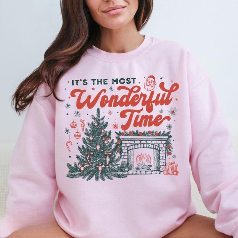 

Vintage Christmas Sweatshirt: It s The Most Wonderful Time of The Year Retro Aesthetic Winter Keep Warm Street Fashion Hoody Top XL