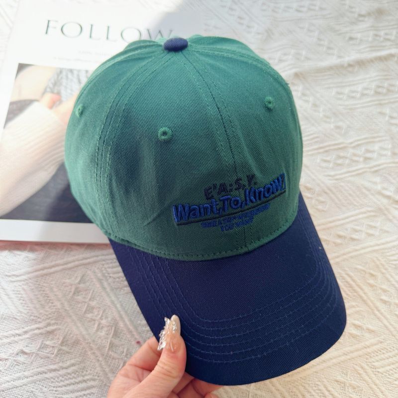 

Retro Korean Style Hat Female 2025 New Arrival Color Matching Baseball Cap Male Letter Embroider Sun-Proof Face-Looking Small Peaked Cap Dark green