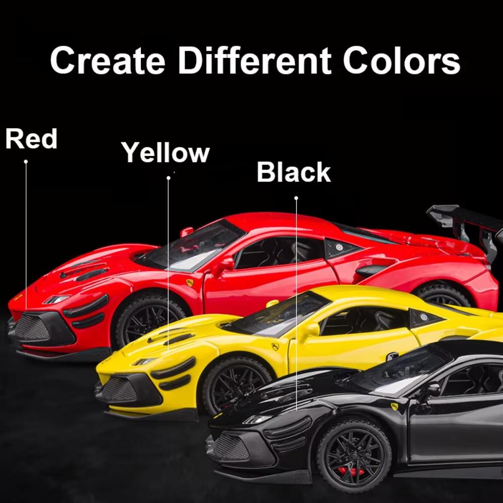 New 1:32 F488 Sport Car Model Toys Alloy Diecasts Metal Pull Back Sound Light High Simulation Vehicle For Collection Children Gifts