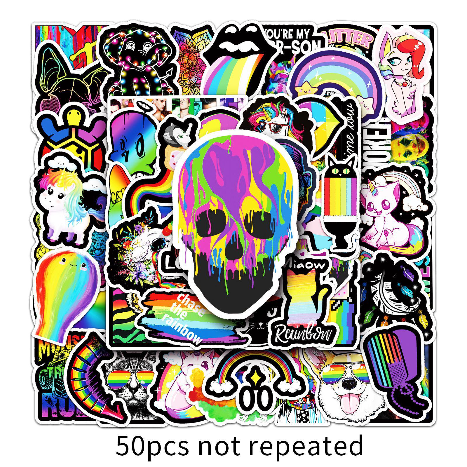 50 Cartoon DIY Graffiti Stickers: Colorful Laptop & Scooter Decorations