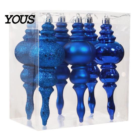 Decorative Hanging Ornaments for Home 6 Pcs Finial Drop Christmas Ornament, Glitter Shatterproof Plastic Tree Decorations Decoration Holiday Decor DIY