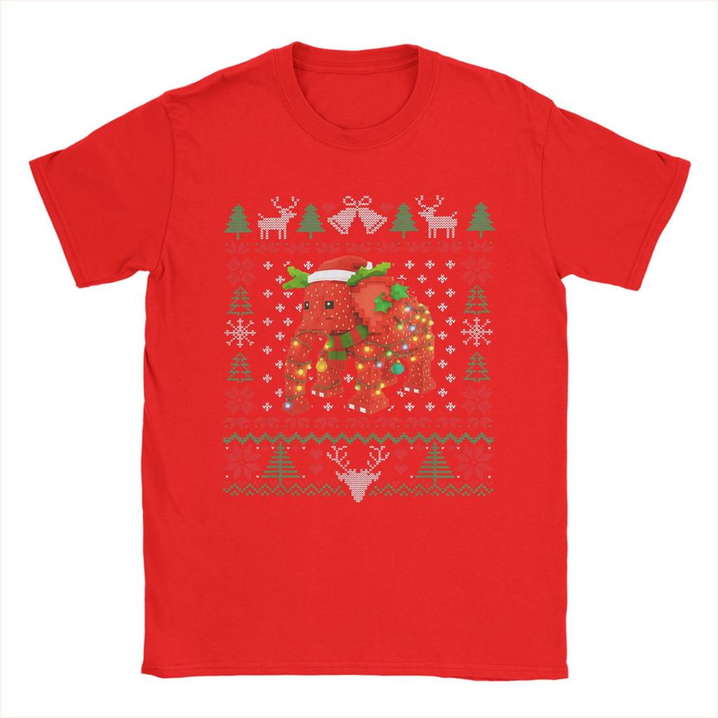 Mens T-Shirt Funny Strawberry Elephant Brainrot Christmas Ugly Sweater T Shirts Harajuku Summer Tees Y2K Funny Clothes Gift Idea