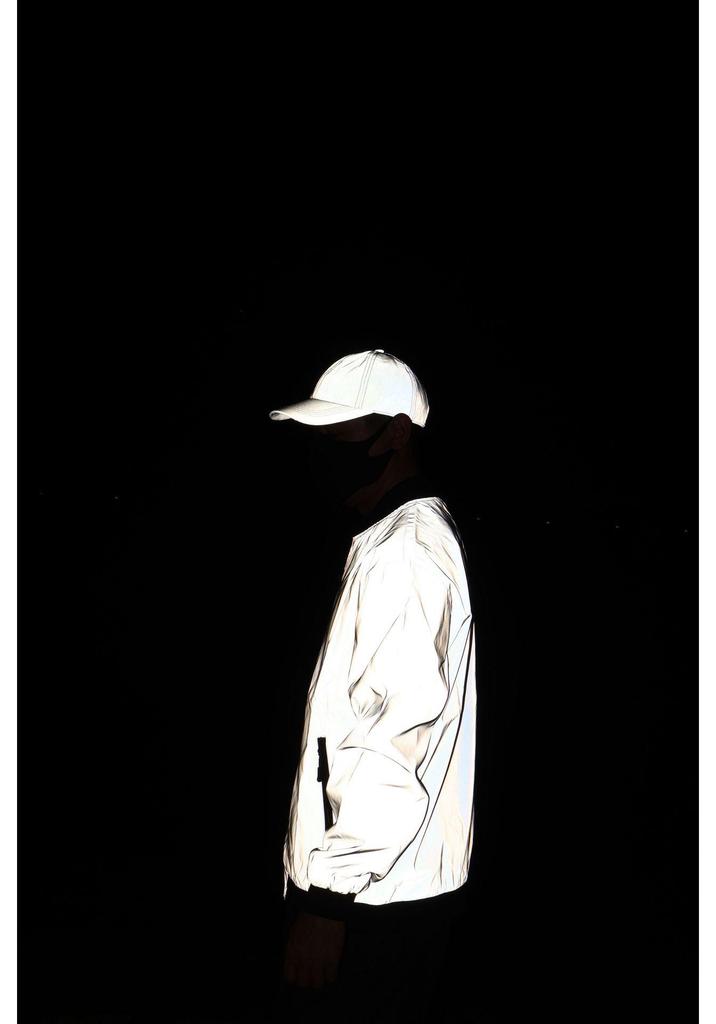 Spring/Autumn Reflective Silver Jacket - Hip Hop Style, Loose Fit, Luminous Outerwear for Night Running