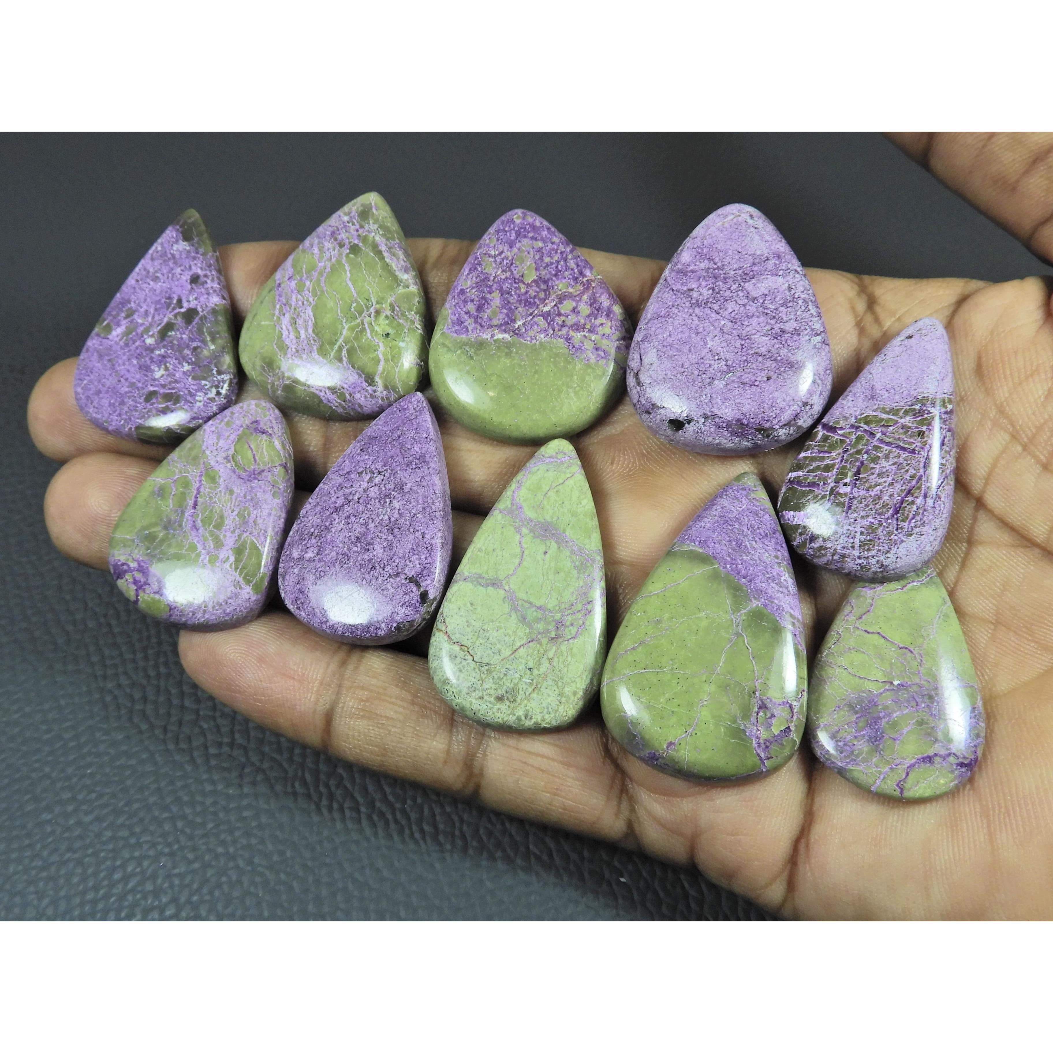 10Pcs Natural Stichtite Pear Shape Cabochon Loose Gemstone 295 Cts. Lot C-2977
