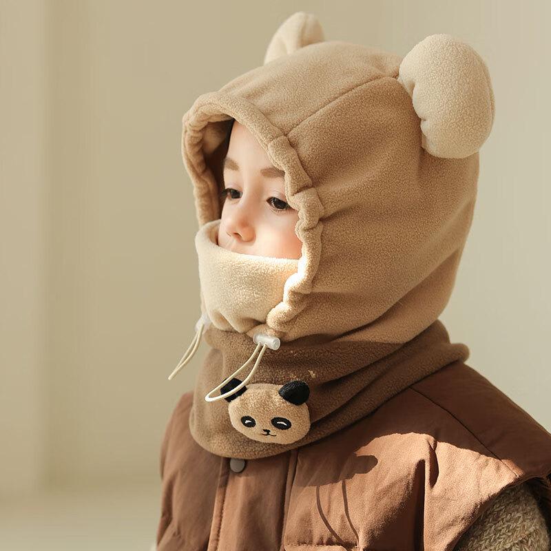 OEING Kids Bear Head Plush Lei Feng Hat with Mask & Neck Warmer