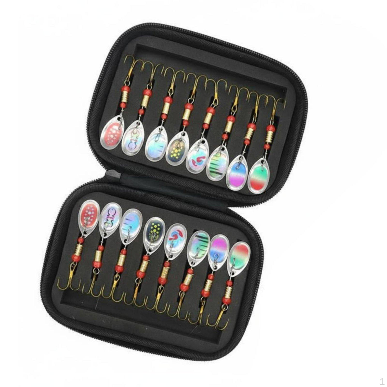 16 Pieces Revolving Lure Set Portable Lightweight Storage Pouch Inline Kit Degree Rotation