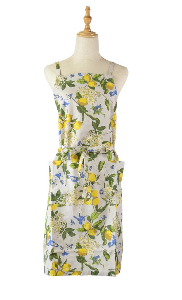 Friends Hill Short Apron Citrus Bird Gray