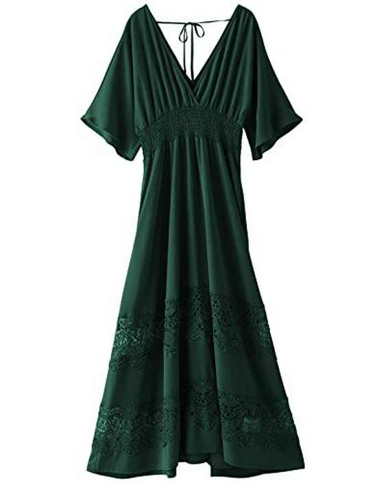 Elegant French Fashion V-Neck Lace Dress: Sexy, Waist-Cinching, Slim-Fit, Ruffled Long Skirt