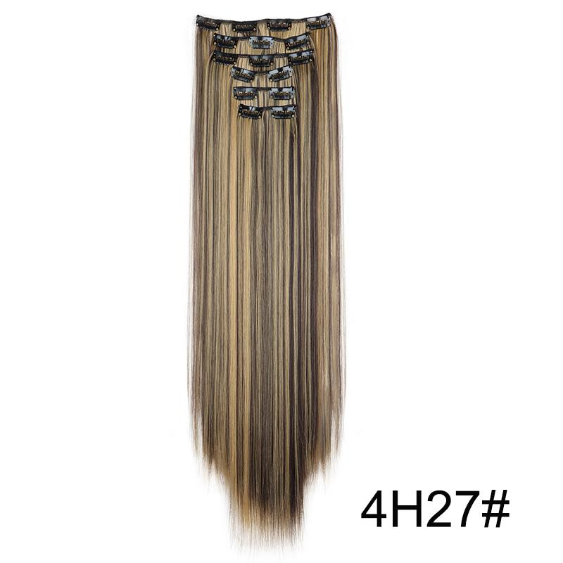 Synthetic 6pcs/set Long Straight Clip-in Hair Extension Invisible Seamless Extension Black Brown Hairpiece for Women 2028