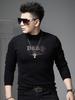 European Goods 2025 Autumn New Men's Pullover Half-Turtleneck Sweater Trendy Brand Printed Casual Long-Sleeve Knit Base Shirt
