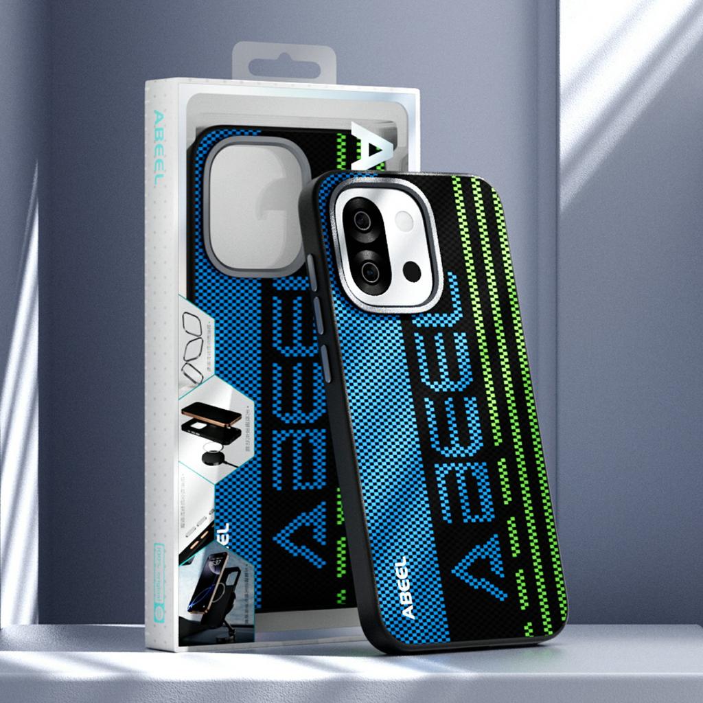 ABEEL Pro OnePlus 13T 5G Magnetický kryt Mikro-reliéf 6D Tištěný PC TPU Hliníková slitina Kožený kryt na telefon